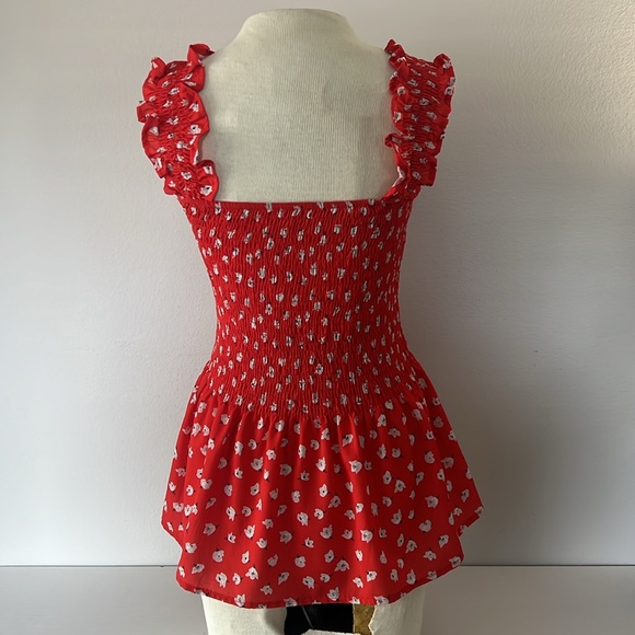 Red Poppi floral peplum top - Picture 5 of 7